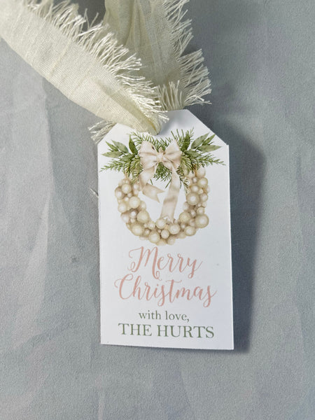 Christmas Pearl Wreath Gift Tags