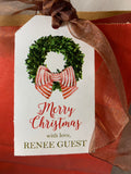 Personalized Christmas Boxwood Wreath Gift tags