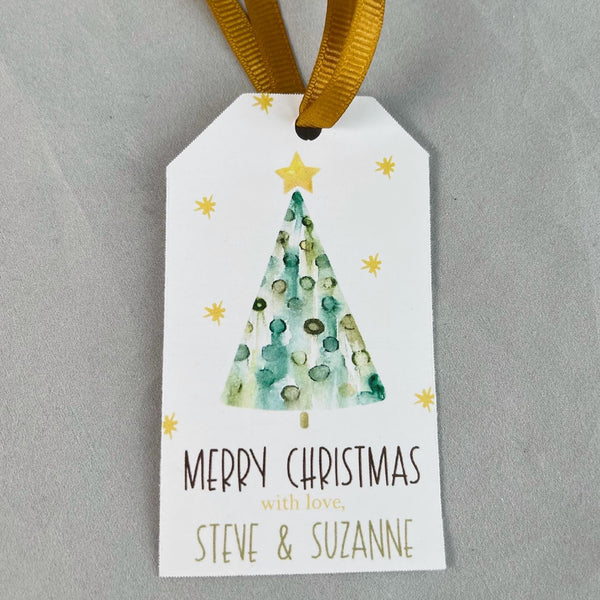 Watercolor mod Christmas Tree Gift Tags