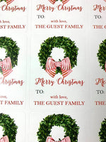Christmas gift Stickers with Wreath and Red Bow