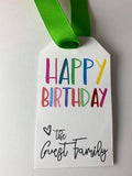 Colorful Happy Birthday Family Gift Tags
