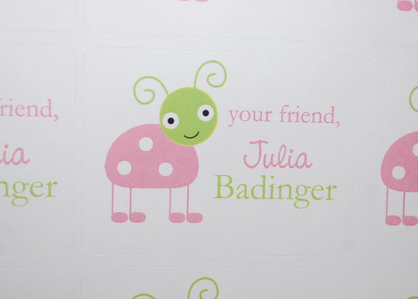 Pink Lady Bug Gift Stickers