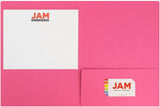 JAM PAPER Premium Matte Cardstock Twin Pocket Folders - Magenta Pink - 6/Pack