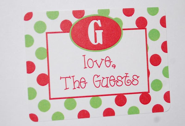Christmas Stickers with Polka Dots and Initial