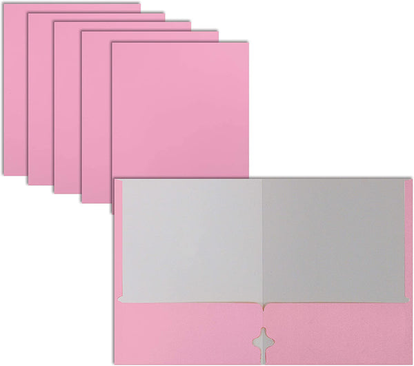 Two Pocket Portfolio Folders, 50-Pack, Pink, Letter Size Paper Folders, by Better Office Products, 50 Pieces, Pink