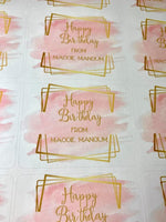 Pink and Gold watercolor Gift Stickers