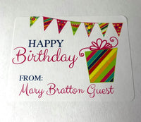 Colorful bunting and present Name Stickers