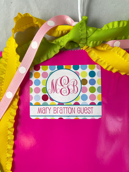Bright Polka dots with monogram Gift Stickers