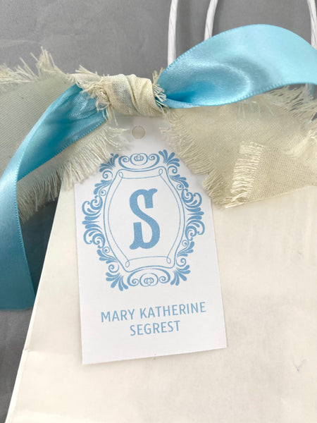 Light Blue Initial gift tags with frame