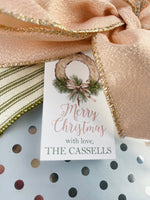 Christmas Wreath Blush Preppy Gift tags