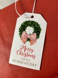 Personalized Christmas Boxwood Wreath Gift tags