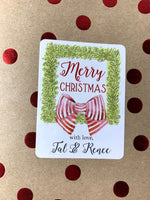 Personalized Christmas stickers Boxwood Wreath