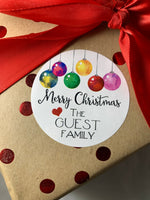 Personalized Christmas gift stickers - Watercolor oraments