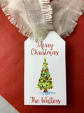 Personalized Christmas Tree Watercolor Gift tags